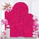 MODFUNS Set of 3 Sequins Arch Cover Hot Pink Shimmer Arch Stand Cover 4ft 5ft 6ft Stretchy Spandex Arch Covers Round Top Arch Backdrop Cover Glittery Chiara Cover for Birthday Party Event Decor