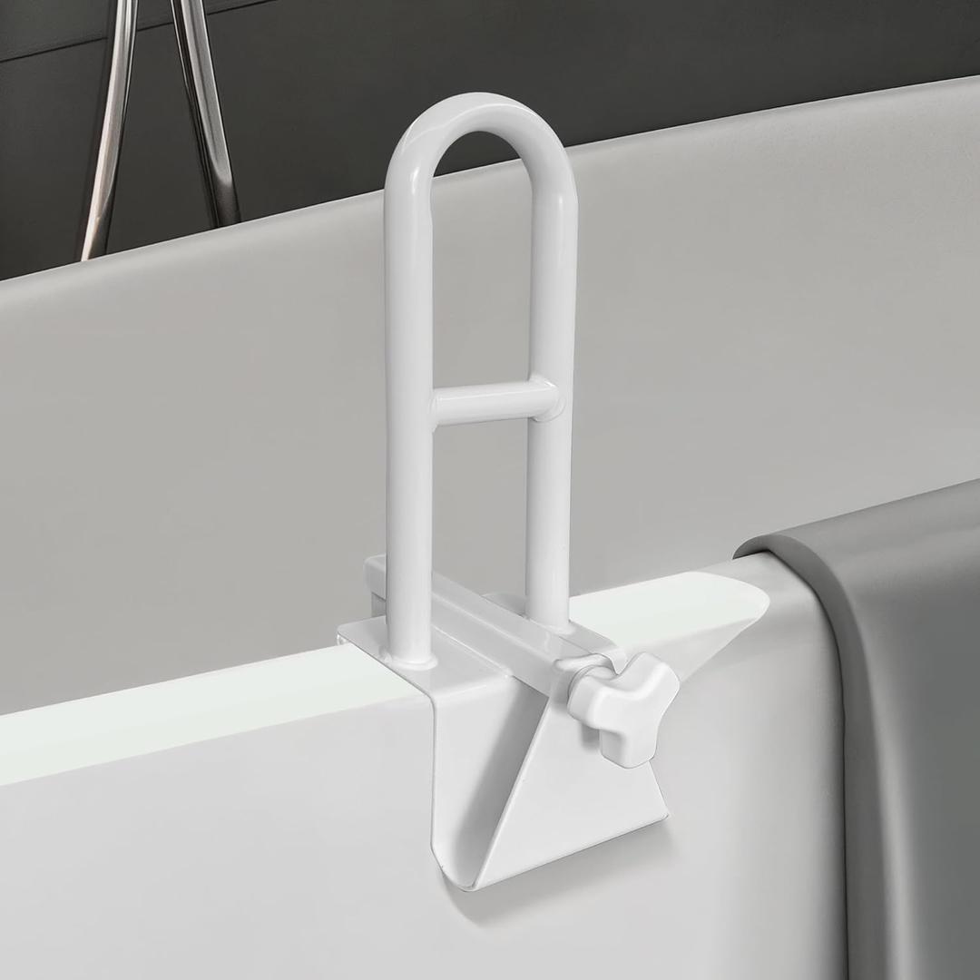 Bathtub Safety Rail Adjustable Shower Grab Bar - White Medical Bathtub Handle Grab Bars for Bathroom, Safety Handle Rail Heavy Duty for Seniors and Elderly