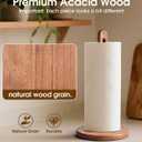 Acacia Wooden Paper Towel Holder Stand for Jumbo Roll - Stylish Kitchen Paper Rack Bathroom Towel Roll Stand Organizer, UA, Solid Wood Simply Standing Countertop Paper Roll Holder, Standard