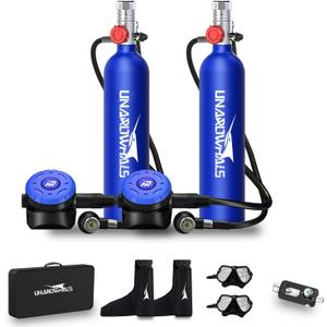 Scuba Tank with Extended Pressure Gauge, DOT/CE-EN250 Certification Lung Tank, 1L Diving Tank, 15-20 Minutes Underwater Exploration with Portable Mini Scuba Tank, 3000 Psi Max Pressure (D010C Blue) Scuba Tank with Extended Pressure Gauge, DOT/CE-EN250 Certification Lung Tank, 1L Diving Tank, 15-20 Minutes Underwater Exploration with Portable Mini Scuba Tank, 3000 Psi Max Pressure (D010C Blue)