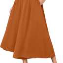 SUEANI Palazzo Pants for Women Baggy Culottes Wide Leg Palazzo Trousers Capri Pants with Pockets(X-Large, Taffy)