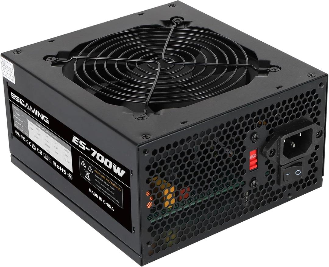 700W Power Supply Non Modular ATX PSU with 120mm Ultra Quiet Cooling Fan, Support 115/220V Switch, All Protections