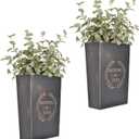 LESEN Rustic Metal Wall Planter Country Home Hanging Wall Vase Pocket for Plants or Flower Indoor or Outdoor Farmhouse Wall Decor,Set of 2 (Vintage Black)