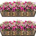 2 Pack 30 Inch Window Boxes Planters Railing Planter Box with Adjustable Brackets & Coco Liners Fabric Plant Grow Bags Deck Railing Planter Boxes Balcony Hanging Flower Box for Outdoor Plants