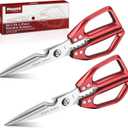 Huusk Kitchen Scissors Set Red - Japanese Kitchen Shears, Heavy Duty Poultry Shears, Sharp Meat Scissors for Food, Chicken Bones, and Turkey, Christmas Gifts for Women, Men