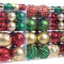 SY CRAFT 86 Pieces of Assorted Shatterproof Christmas Ball Snowflake Ornaments Seasonal Decorative Hanging Ornament Set with Hand-held Gift Package for Xmas Tree Decorations 
(Gold & Red & Green)