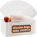 MAQIHAN 100 Wax Paper Sandwich Bags - 6"x8" Glassine Bags, Translucent Envelopes for Food Take Out, Snack, Bakery, Cookies, Treats, Sandwiches, Soaps, Gift Card Packaging