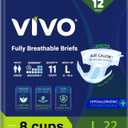 VIVO Organic Cotton Overnight Sensitive Skin Adult Incontinence Diaper Briefs with Tabs, Large 22 Count