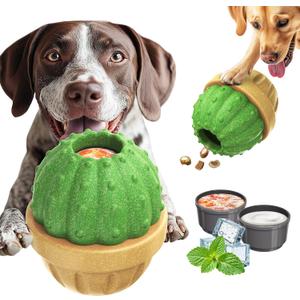 Interactive Dog Toys, Frozen Treat Dispensing for Aggressive Chewers, Indestructible Nylon Chew Toy, Slow Puzzle Feeder for Healthy Eating, for Small Medium Large Breed to Keep Them Busy, Green