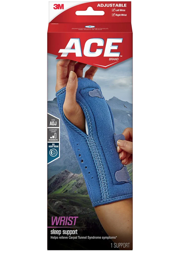 ACE Night Wrist Sleep Support, Adjustable, Blue, Helps Provide Relief from Symptoms of Carpal Tunnel Syndrome, and other Wrist Injuries