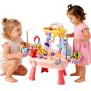 NOPROB 2027 Upgraded Toddlers 1-3 Sand Water Table Toy with Electric Pump, Kids Sand Water with Faucet/Play Food Accessories/Fishing Toy, Kitchen Play Sink Toys for Girl Boy Age 3+ (Pink)