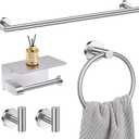 5-Piece Towel Bar Set Brushed Nickel Bathroom Hardware Accessories Set Upgraded Toilet Paper Holder with Shelf Towel Holder Set for Bathroom Stainless Steel Wall Mounted