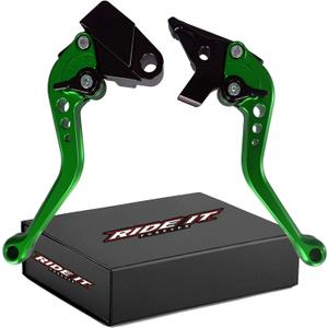Short Brake Clutch Levers for Ninja650R Ninja 650 R ER6F ER6N 2009-2016,Ninja400R 2011, Compatible with Versys650cc 2009-2014 Shorty Black Motorcycle levers-Green