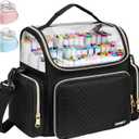 Marker Organizer Case for 180-300 Markers, Travel Marker Storage Bag with Dividers and 4 Pockets, Marker Organizer Holder for Paint Brushes, Colored Pencils and Other Art Supplies, Bag Only, Black