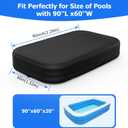 Rectangular Pool Cover for Inflatable Pool, Fits Blow Up Pool Size 90" L x 60" W, Built-in Elastic Band and Extra Buckle to Prevent Slipping, Rectangle Above Ground Swimming Pool Cover, 90" L x 60" x 20''