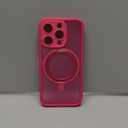 CANSHN 360° Spin Magnetic Stand for iPhone 15 Pro Case [Full Camera Protection] [Compatible with Magsafe] [Translucent Matte] Shockproof Protective Kickstand Phone Cover 6.1" - Hot Pink