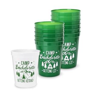 Nefelibata Camp Bachelorette Party Plastic Cups 9PCS Camping Stadium Cups Getting Hitched Bridal Shower Party Favors Decorations Reusable Party Cups Supplies 16OZ
