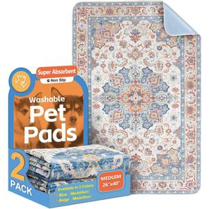 Washable Pee Pads for Dogs 2 Pack Reusable Puppy Training Pads 40"x26" Super Absorbent Waterproof Dog Training Pads, Non-Slip Potty Pads, Whelping Pads Litter Mat, Set Of 2