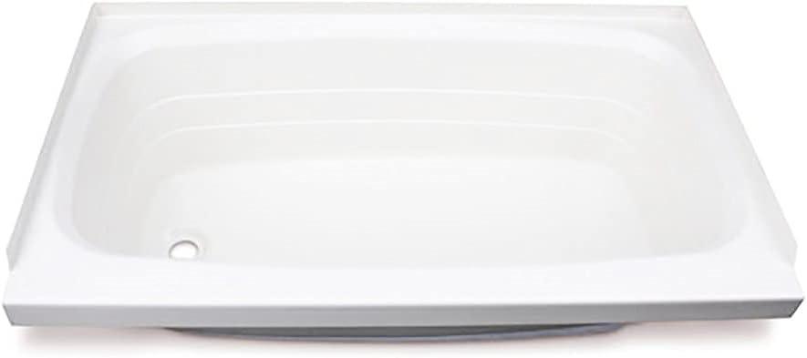 Lippert Replacement 24" x 46" White Bathtub with Left Drain, Scratch-Resistant ABS Acrylic for RVs, Travel Trailers, 5th Wheels, Motorhomes - W2446LHSPK