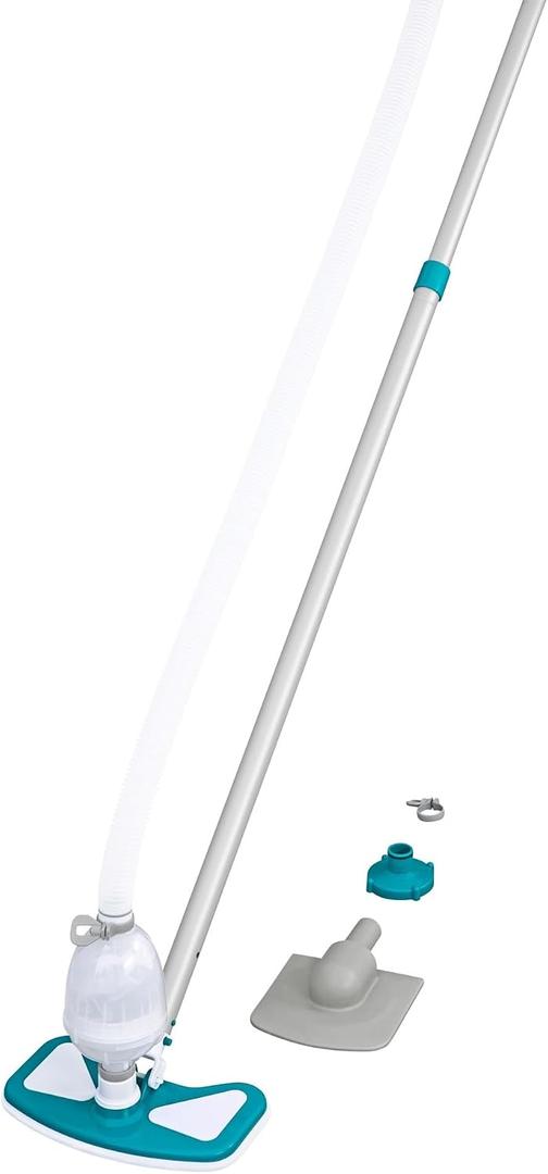 Bestway Basic Pool Cleaning Kit, Includes Pool Vacuum, Skimmer Net, 9' Pole, & Hose, Compatible W/Most Above Ground Pools, Blue