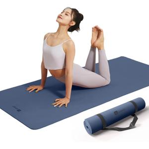 KEEP Yoga Mat, 32" Extra Wide Exercise Mat with Strap for Men and Women, 7mm Thick Double-Sided Non-Slip Eco-friendly Yoga Mat for Pilates, Workout and Fitness (Navy Blue) KEEP Yoga Mat, 32" Extra Wide Exercise Mat with Strap for Men and Women, 7mm Thick Double-Sided Non-Slip Eco-friendly Yoga Mat for Pilates, Workout and Fitness (Navy Blue)