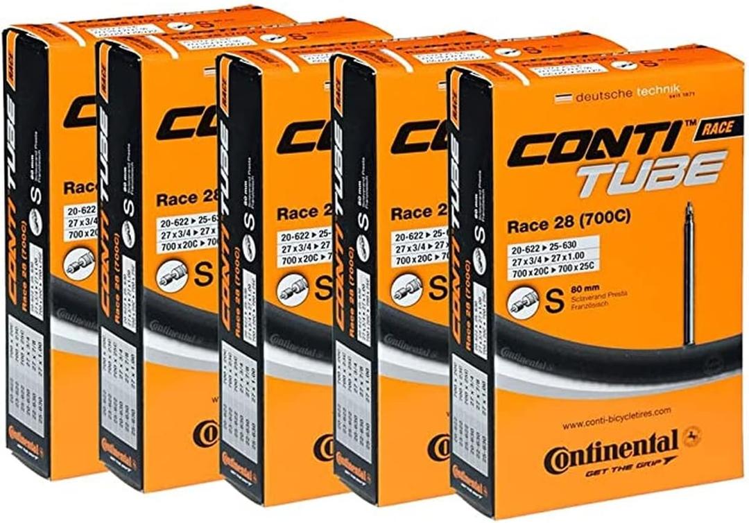 Continental Race 28" 700x20-25c Inner Tubes - 80mm Long Presta Valve (Pack of 5 Tubes)