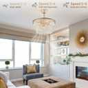 20" Gold Crystal Fandelier Ceiling Fans with Lights, Caged Gold Crystal Chandelier Ceiling Fan with Light Remote Control with 6 Speeds for Bedroom, Nursery, Living Room