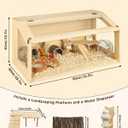 Large Wooden Hamster Cage, 31.5" Portable Habitat with Acrylic Panels & Openable Top, Includes Water Bottle, Fences and Platform for Syrian Hamsters, Dwarf Hamsters, Gerbils