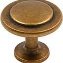 Alzassbg 25 Pack Antique Brass Cabinet Knobs, 1-1/4 Inch Diameter Round Kitchen Knobs for Cabinets and Drawers AL6012AE