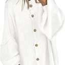 BTFBM Cardigan Sweaters for Women 2026 Fall Clothes Lantern Long Sleeve Button Open Front Chunky Knit Oversized Sweater (Medium, White)