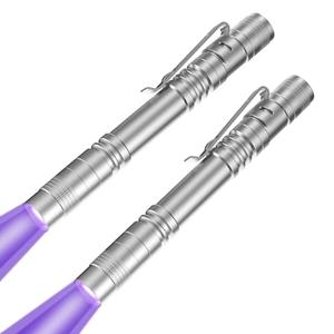 COSOOS 2 UV Flashlight Black Light, 2 Pack 395nm Mini Pen Light with Clip, Waterproof Ultraviolet Flashlight for Pet Urine Detector, Scorpions Finder, Hotel Inspection, Dry Stain and Bed Bugs