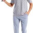 Mens Golf Shirt Short Sleeve Dry Fit Moisture Wicking Performance Collared Funny Print Golf Polo Shirts for Men (Blue, M)