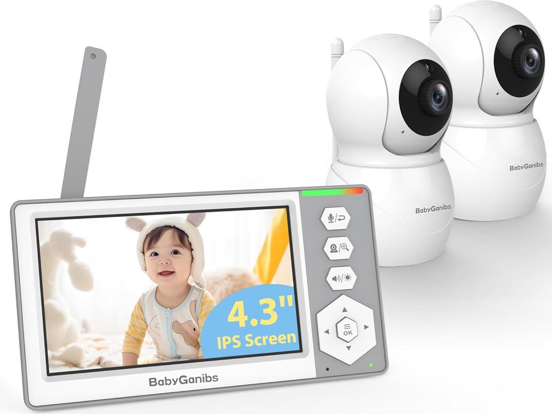 Baby Monitor with 1 Cameras Standby for 26-Hour Battery, Remote Control 4.3'' IPS Video Baby Monitor No WiFi Up to 1000ft Range, ECO, Night Vision, Temperature, 2-Way Talk, 8 Lullabies