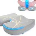 Coccyx & Tailbone Support Seat Cushion for Office & Car  Ergonomic U-Cutout Memory Foam for Sciatica, Pressure Relief, All-Day Comfort  Perfect for Desk Chair, Driving, Travel (Grey)