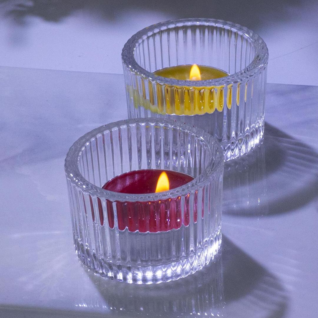 Tealight Candle Holder Set of 12, Glass Tea Light Candle Holders - Elegant Votive Candle Holders for Home Decor