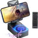 Phone Stand with Speaker with Bluetooth 5.3,Phone Stand with Remote Control & Adjustable Height/Angle,Non-Slip Silicone Base,Portable for Home/Office/Outdoor,Gifts for Men Women Teens Parents
