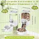 0.9L Hanging Automatic Cat Water Dispenser, 1.3L Auto Gravity Pet Feeder, Cage Cat Dog Food and Water Dispenser Set for Kitten Puppy Bunny Guinea Pig (Gray)