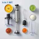 TALIA Immersion Blender Handheld Corded Hand Blenders Set 1200W, Variable Speed & Turbo 4 in 1 Stainless Steel Stick Emulsifier with Chopper, Whisk & Beaker for Soup, Baby Food, Smoothies