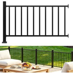 Aluminum Deck Railing Kit, Modular 36 in H. x 5 Ft W Level Railing Kit for Outdoor Steps,Heavy Duty Balustrade System for Deck, Porch, Patio & Balcony(1 Post, 1 Panel)