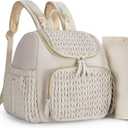 Mommore Diaper Bag Small Diaper Backpack Stylish Toddler Baby Mini Maternity Bags Travel Backpacks with Insulated Pockets, Changing Pad, Stroller Straps (Light Cream)