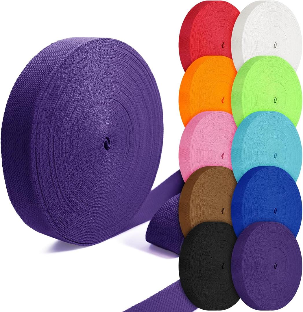 Cotton Webbing 1 inch 1.5 inch 2 inch Webbing Tote Strap Canvas Straps for Bags, 10 25 50 3.3 Yards Cotton Polyester Webbing (Purple)