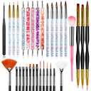 32pcs Nail Art Brushes,Acrylic Nail Brush,Nail Brushes For Nail Art,Nail Art Dotting Tool Set,Nail Art Tool Set,Nail Art Liner Brush,Nail Dust Brush,Nail Drawing Pens For Beginners And Salon Home Use