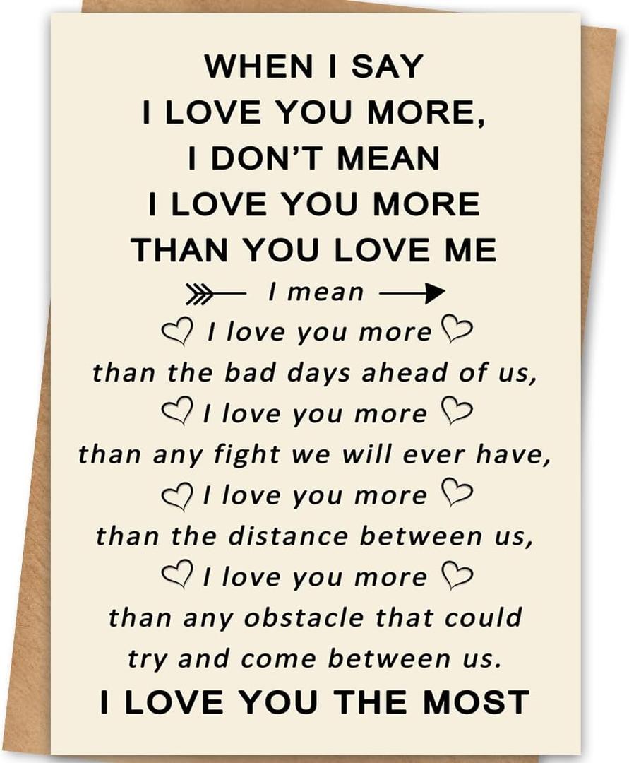 2 x I Love You MoreValentines Day Card, Valentines Day Gifts for Him Her, Valentine's Day Cards for Husband Boyfriend Men (BT-143)