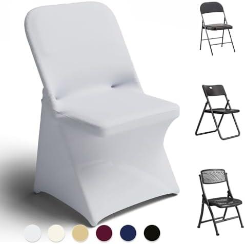 Amazon.com: Trlyc Spandex Folding Chair Covers 100 Pcs Universal Fitted Dining Chair Cover Stretchy Slipcovers for Wedding Party Banquet Flat-Front Chairs Covers (White) : Home & Kitchen