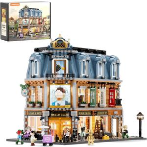 Brick Art Gallery Lighting Building Bricks Set - Town Life City Modular Collection Kit with Minifigures 3400 Pcs for Adults & Teen & Visual Art Lovers