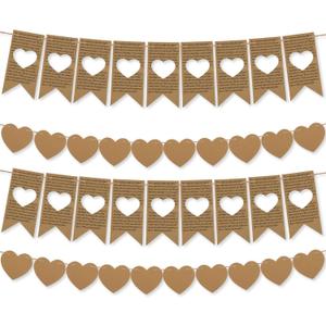 2 x 4 Pcs Vintage Valentine's Day Heart Garland Book Page Heart Garland Newspaper Bunting Strand String Banner for Valentine's Day Birthday Wedding Anniversary Engagement Nursery Party Decor