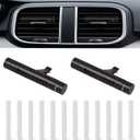 2 x 2 Pcs Car Air Essential Oil Diffuser Vent Clip with 12 Pcs Odorless Refill Sticks, Premium Aluminum Air Freshener Diffuser Suitable for Cars, Office, Kitchen (Black, 2 Pcs)