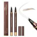 Eyebrow Pencil, 2Pcs Waterproof Microblading Eyebrow Pens, 4 Tip Precise Eye Brow Makeup Pen for Women to Effortlessly Create Hair Like Natural Brows, Non Dry Out and Last All Day (Taupe)