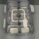 Snack Box Container with 8 Compartments, Stainless Steel Divided Serving Tray with Lid and Handle for Fruit Candy Parties Picnics, 4200 ml, Transparent Plastic Top