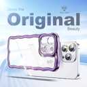 3 x SKYLMW Compatible with iPhone 15 Pro Case, Kawaii Cute Curly Wave Frame Luxury Plating Edge, Stylish Glossy Clear Back, Soft TPU Shockproof Protective Cases for iPhone 15 Pro, Purple
